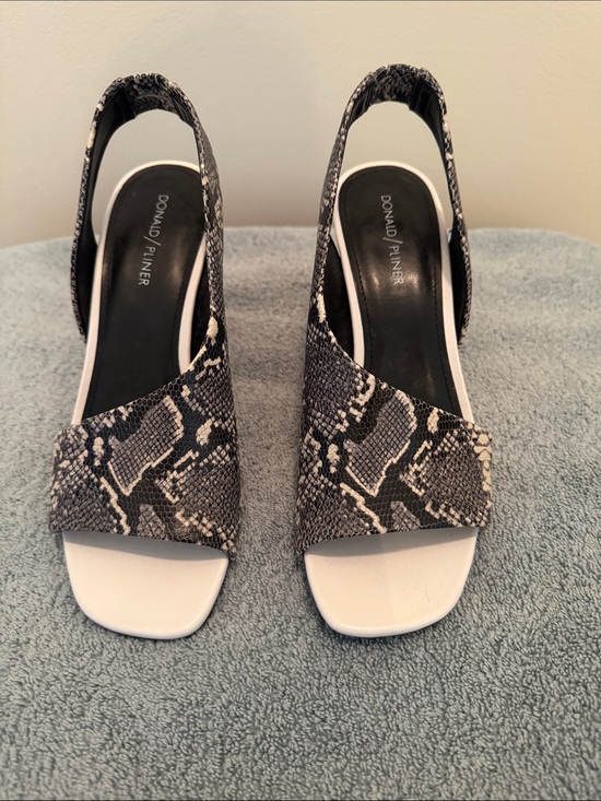 Donald J. Pliner Shoes - Donald J. Pliner Black & White Snake-Print Slingback Heels